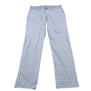Tommy Bahama Pants Mens 34x32 Blue Check Stretch Microfiber Chino Straight Leg